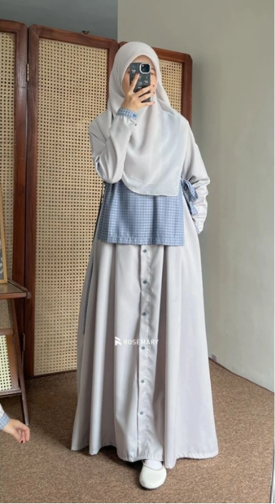 Sakeena Cotton Denim Gamis Muslimah